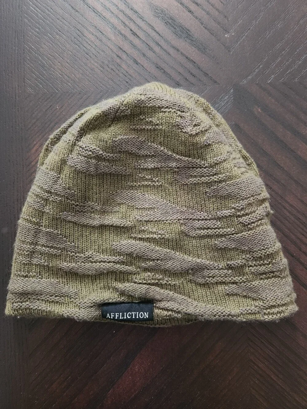 Affliction Olive Ribbed Knit Beanie